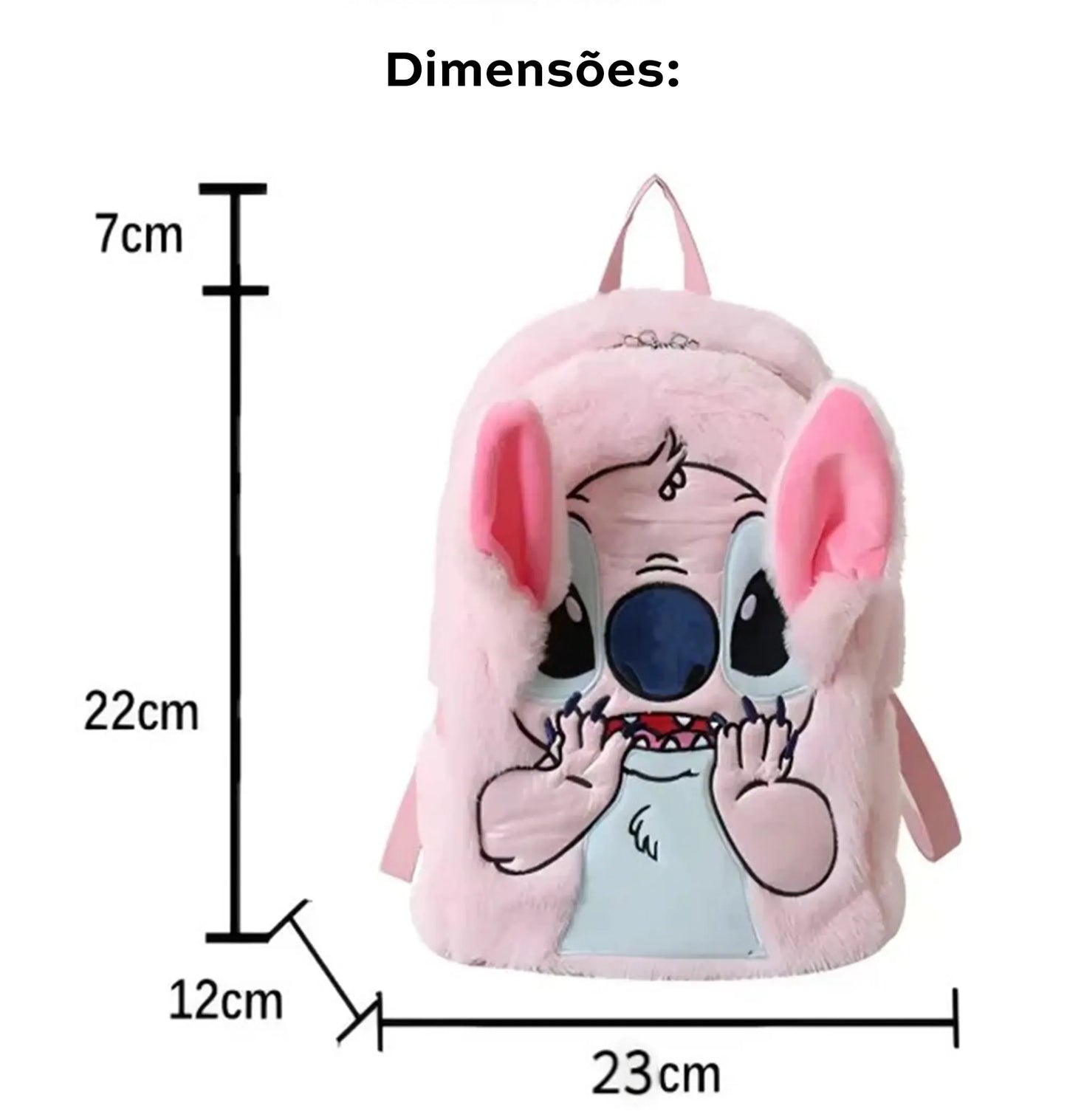 Mochila de Pelúcia Stitch X Paczun com Orelhas 3D