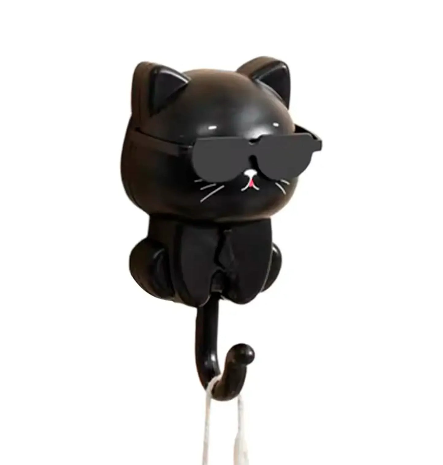 Gancho Porta-Chaves de Gato com Óculos – Adesivo, Decorativo e Versátil