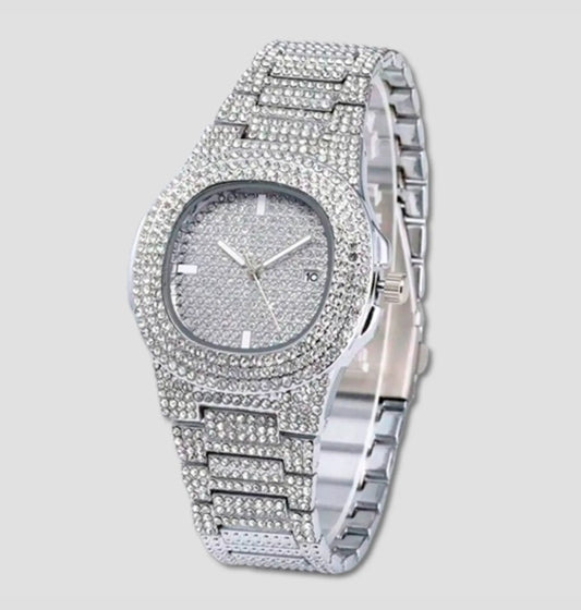 Relógio Masculino Luxo Quartzo Cravejado