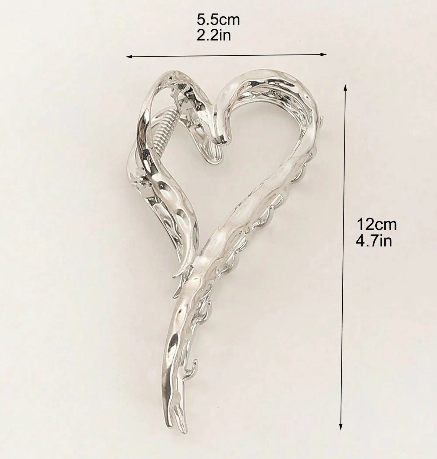 Presilha de Coração Metalizada – Grampo de Cabelo