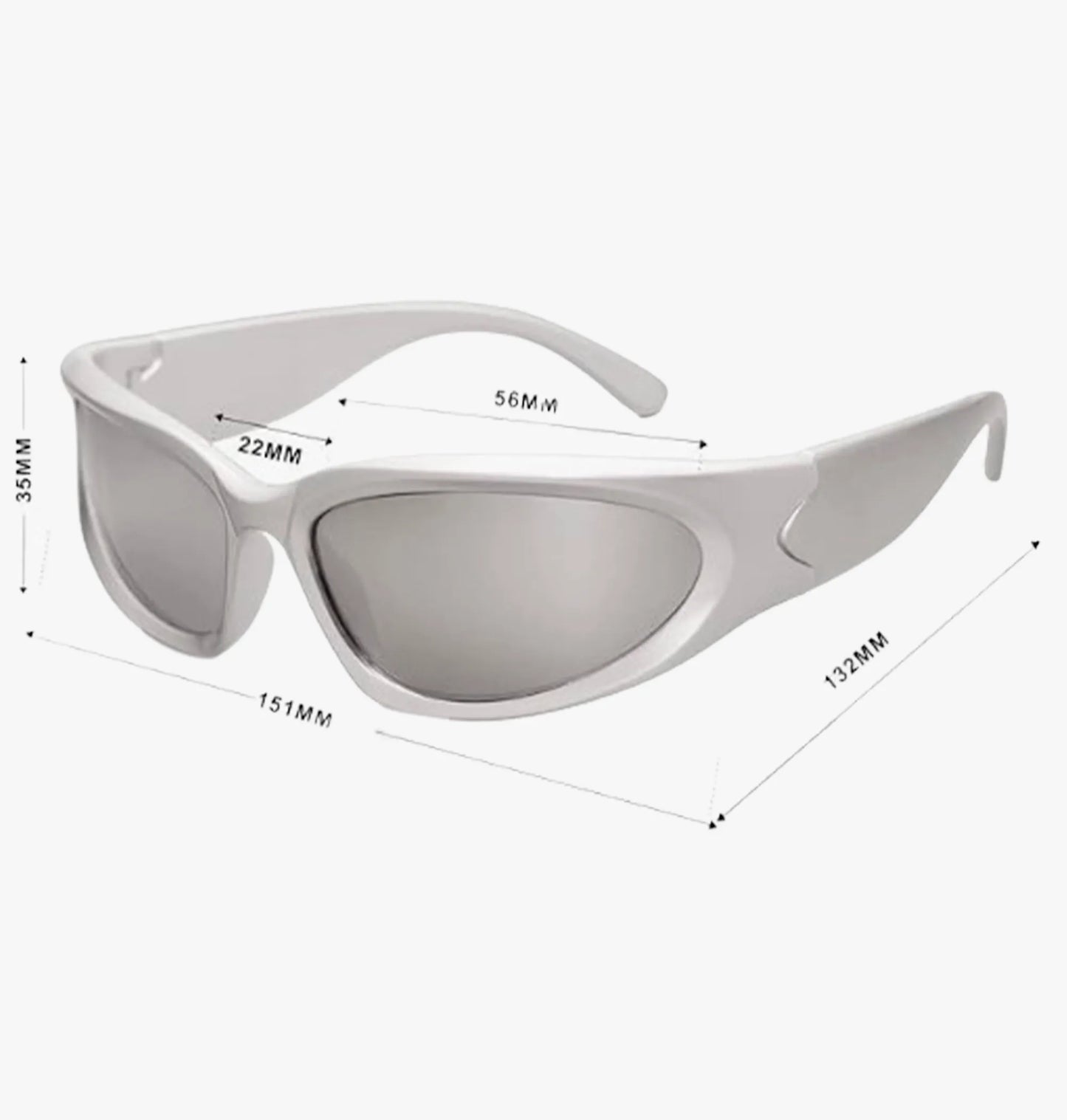 Óculos de Sol Y2k Geométrico Futurista