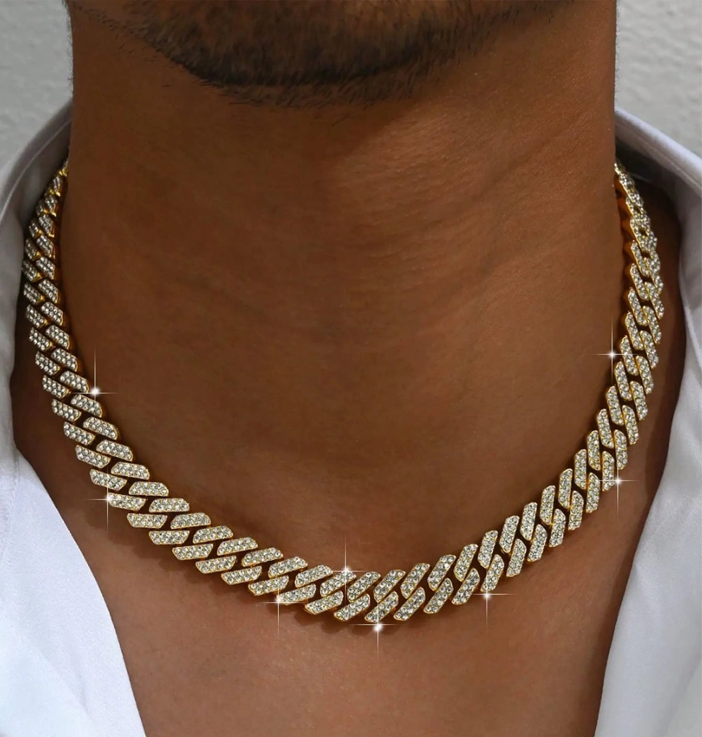 Colar e Pulseira Cravejados Estilo Punk Hiphop