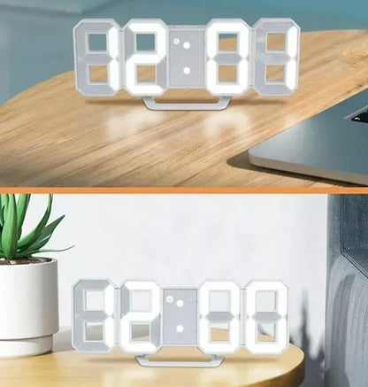 Relógio Digital 3D LED com Alarme – Parede ou Mesa, Moderno