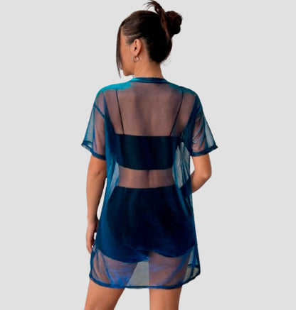 Vestido de Verão Mesh Transparente | Estilo Moderno e Confortável