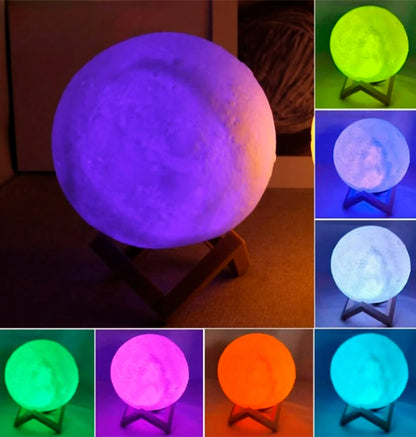 Luz Noturna Lua 3D LED - Abajur Decorativo