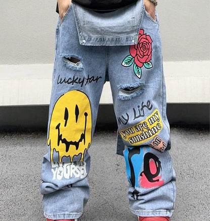 Macacão Jeans Baggy Streetwear Y2K