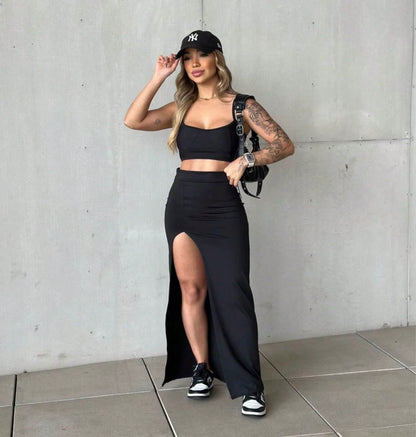 Saia Longa com Fenda – Elegância e Estilo