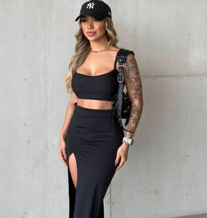 Saia Longa com Fenda – Elegância e Estilo