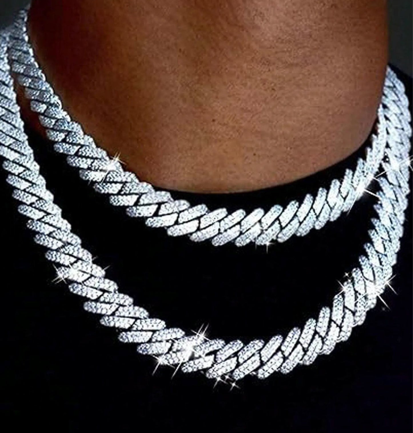 Colar e Pulseira Cravejados Estilo Punk Hiphop