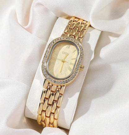 Relógio Feminino DISU Quartzo Clássico Luxo com Strass