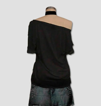 Camiseta Soltinha com Gráfico de Coração Punk