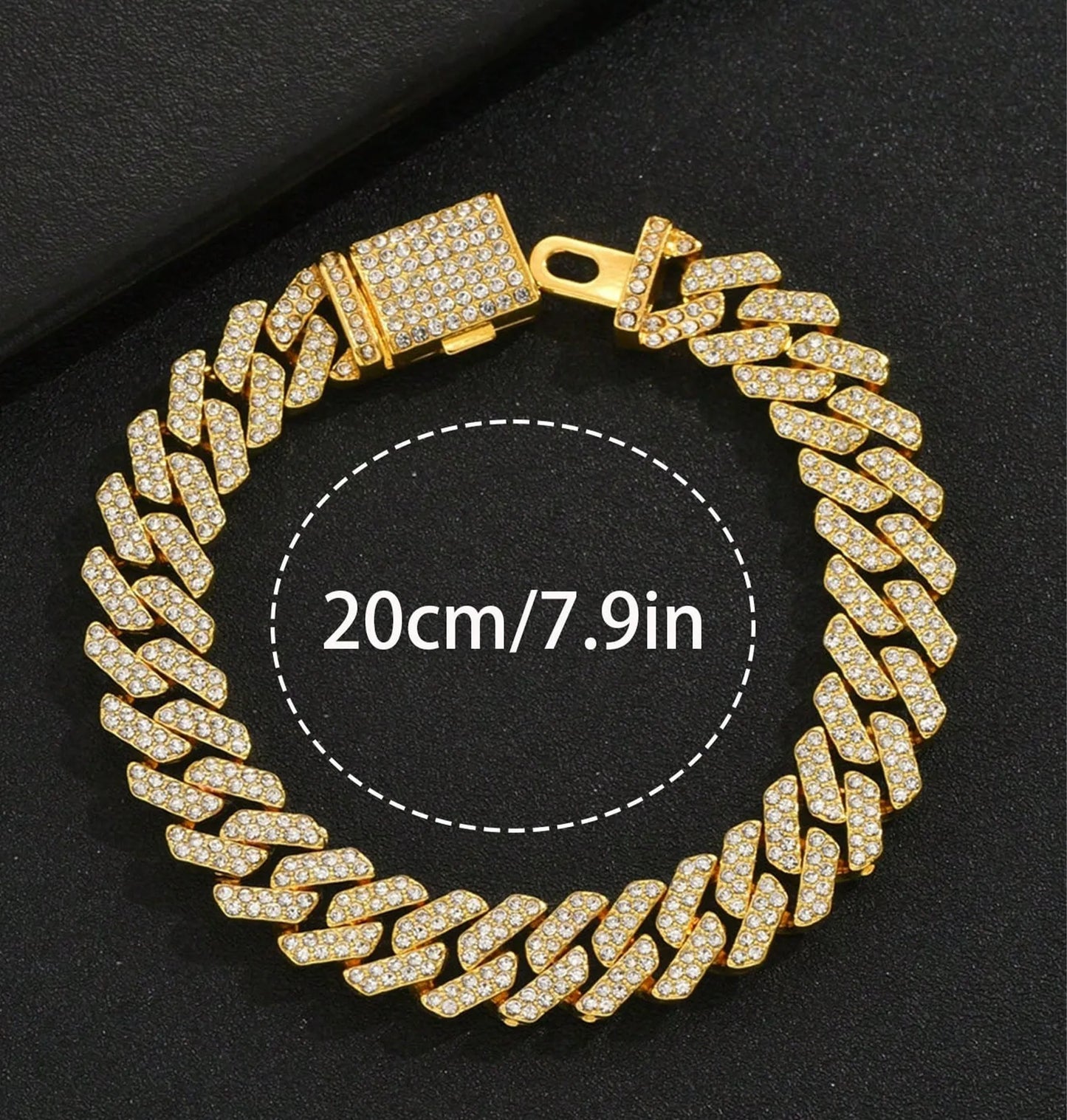 Colar e Pulseira Cravejados Estilo Punk Hiphop