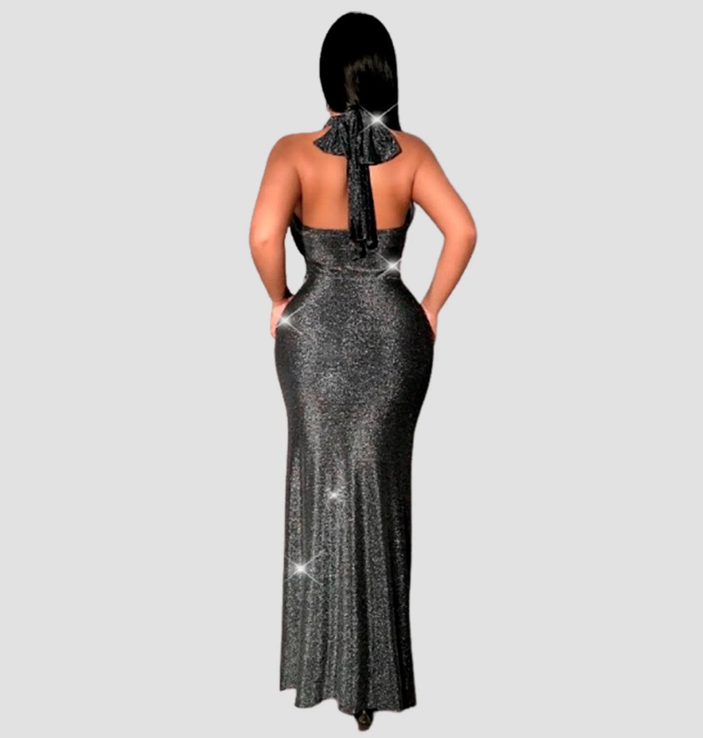 Vestido Sexy e Elegante Backless com Fenda