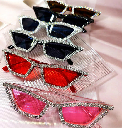 Óculos Y2K Luxo – Cristais & Strass Rosa