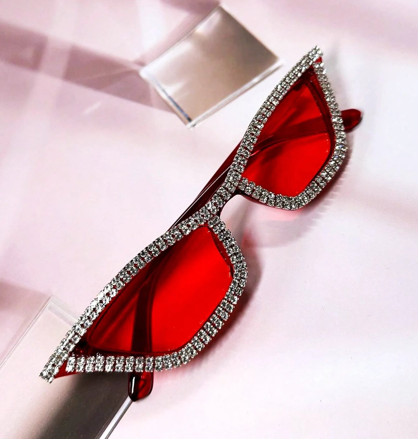Óculos Y2K Luxo – Cristais & Strass Rosa