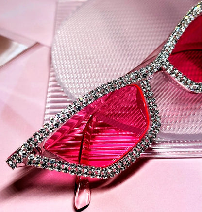 Óculos Y2K Luxo – Cristais & Strass Rosa