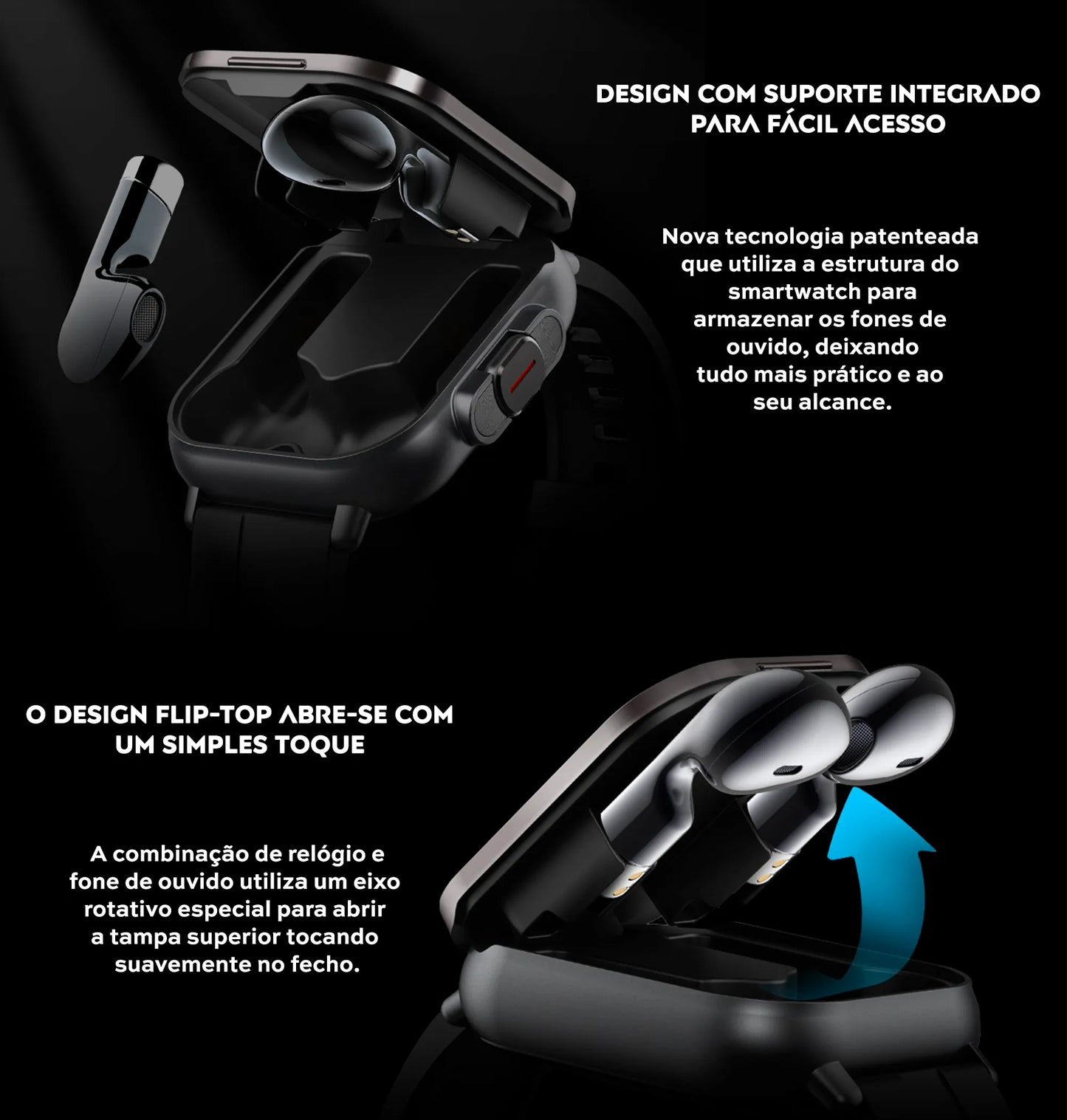 Relógio Smartwatch i33 2 em 1 com fones bluetooth integrados