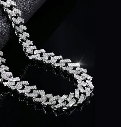 Colar e Pulseira Cravejados Estilo Punk Hiphop