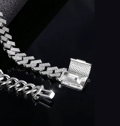 Colar e Pulseira Cravejados Estilo Punk Hiphop