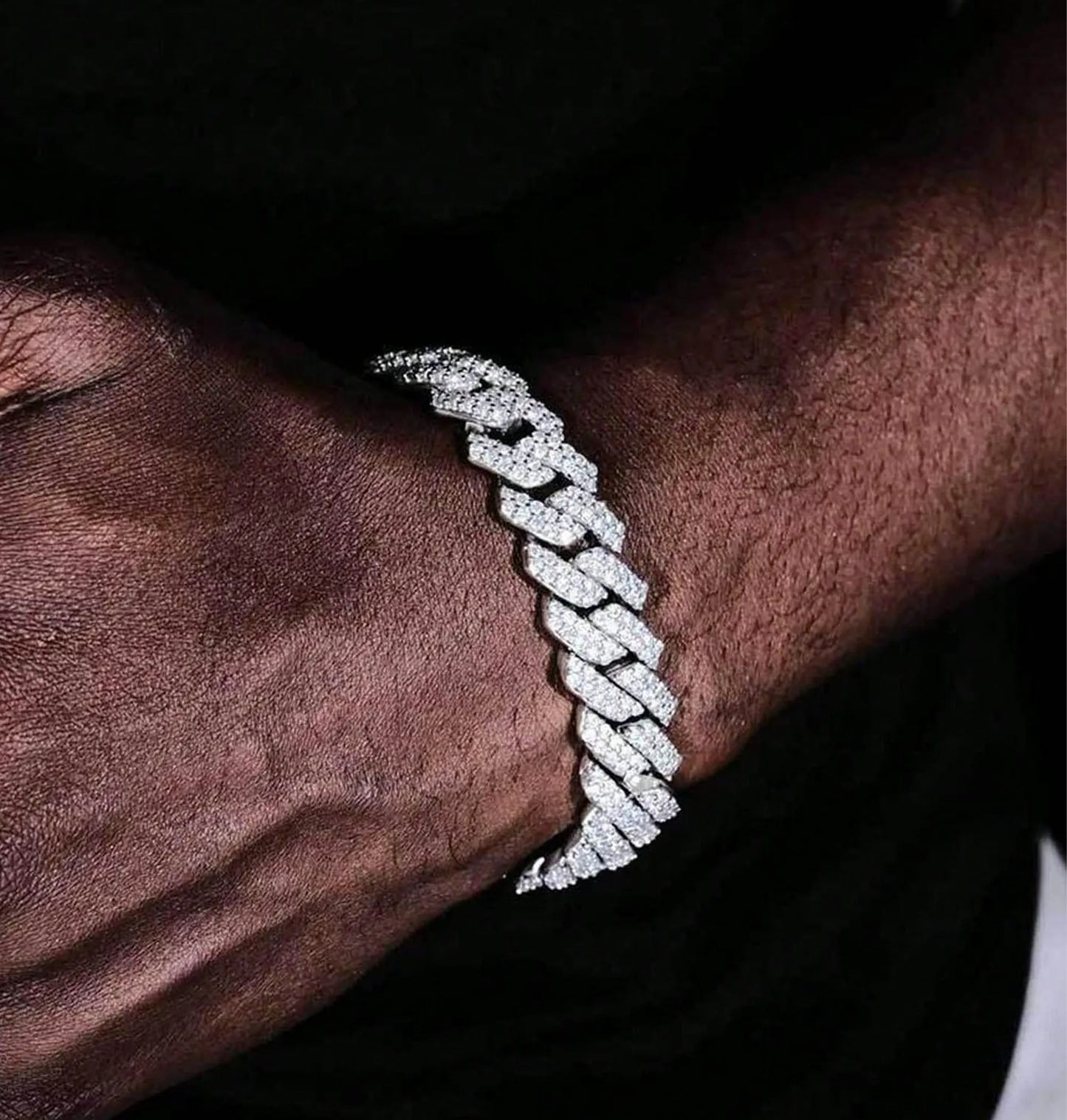 Colar e Pulseira Cravejados Estilo Punk Hiphop