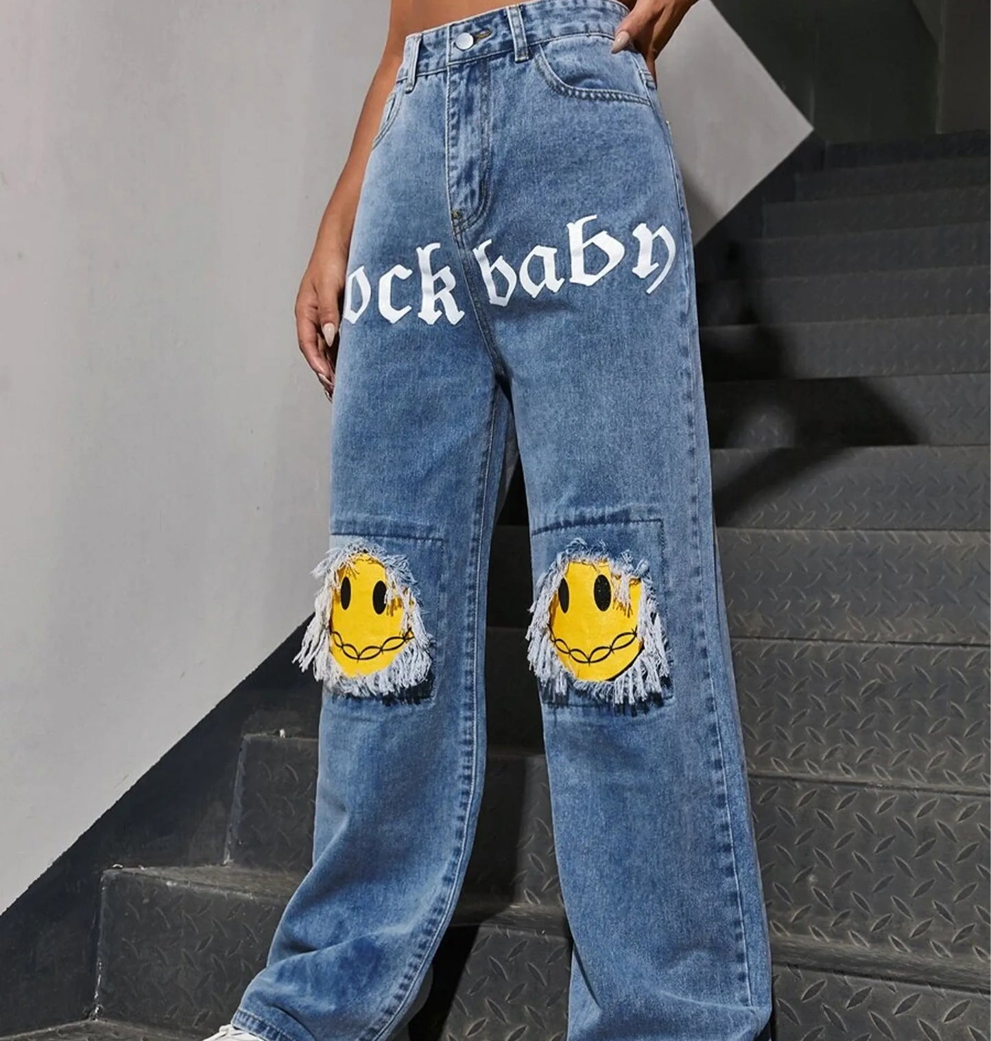 Jeans Streetwear – Estilo Y2K com Bordado Exclusivo